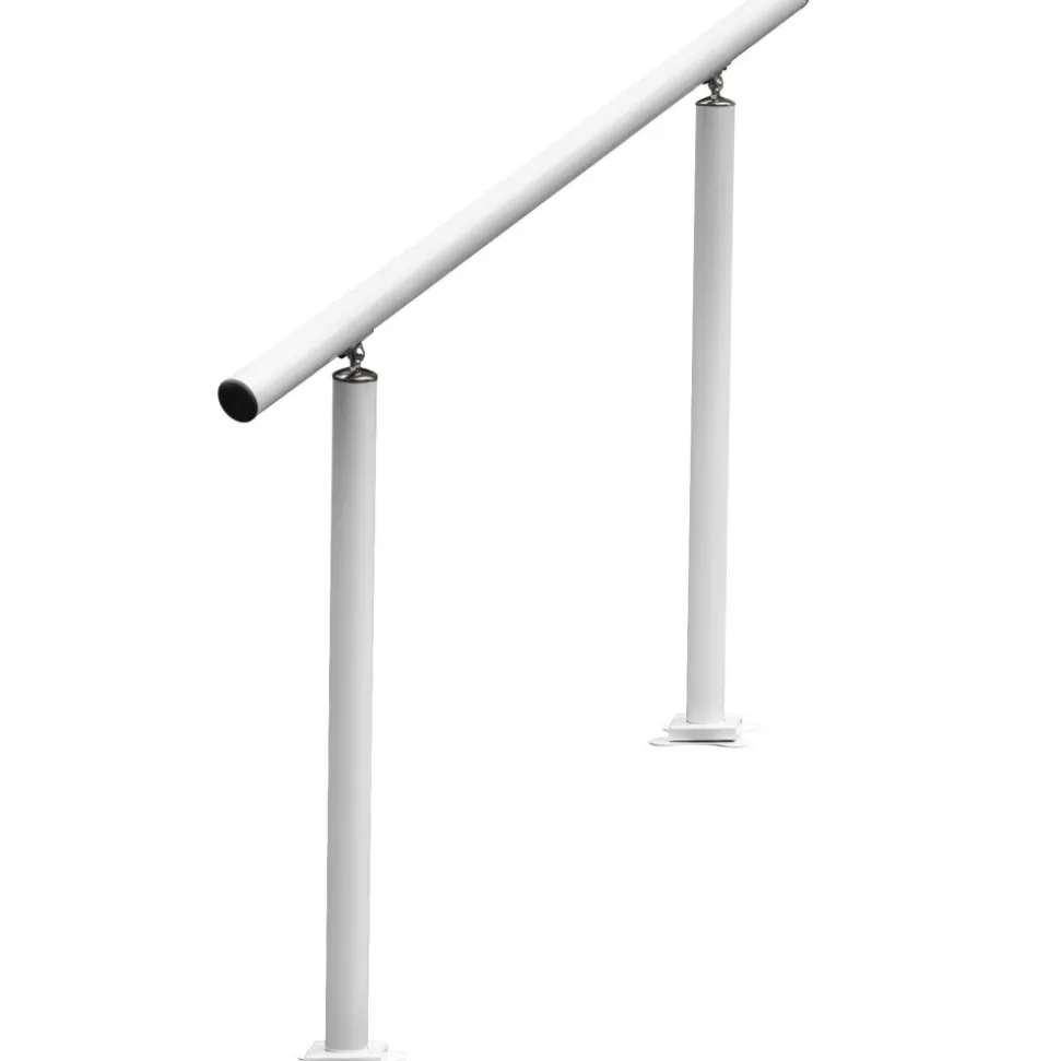 VEVOR Outdoor Stair Railing Kit, 4 FT Handrails 1-4 Steps, Adjustable Angle White Aluminum Stair Hand Rail for The Elderly, Handrails for Outdoor Steps