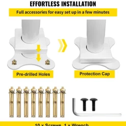 VEVOR Outdoor Stair Railing Kit, 4 FT Handrails 1-4 Steps, Adjustable Angle White Aluminum Stair Hand Rail for The Elderly, Handrails for Outdoor Steps