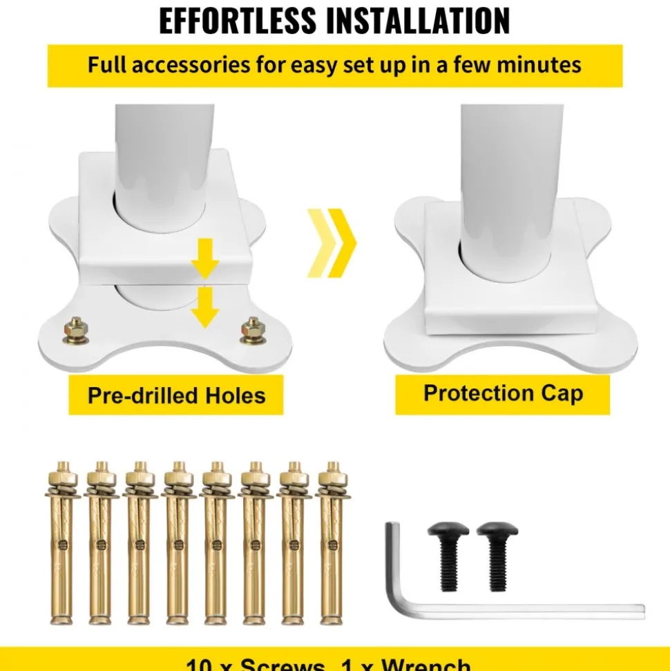 VEVOR Outdoor Stair Railing Kit, 4 FT Handrails 1-4 Steps, Adjustable Angle White Aluminum Stair Hand Rail for The Elderly, Handrails for Outdoor Steps