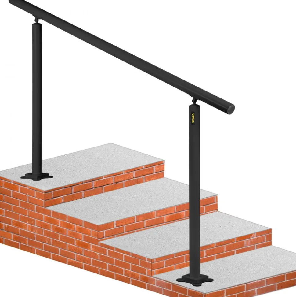 VEVOR Outdoor Stair Railing Kit, 5 FT Handrails 0-5 Steps, Adjustable Angle Black Aluminum Stair Hand Rail for The Elderly, Handrails for Indoor & Outdoor Steps