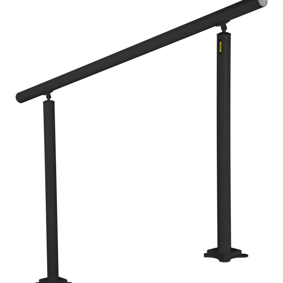 VEVOR Outdoor Stair Railing Kit, 5 FT Handrails 0-5 Steps, Adjustable Angle Black Aluminum Stair Hand Rail for The Elderly, Handrails for Indoor & Outdoor Steps