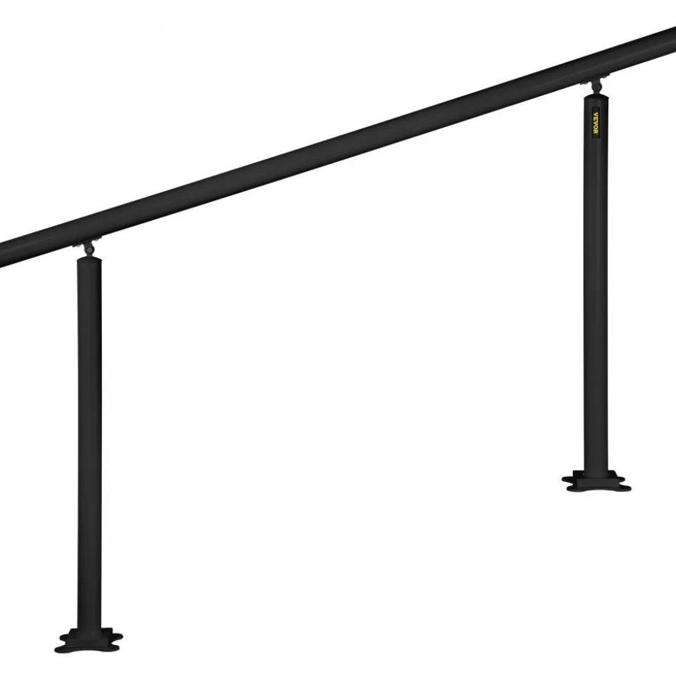 VEVOR Outdoor Stair Railing Kit, 5 FT Handrails 0-5 Steps, Adjustable Angle Black Aluminum Stair Hand Rail for The Elderly, Handrails for Indoor & Outdoor Steps