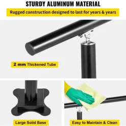 VEVOR Outdoor Stair Railing Kit, 4 FT Handrails 1-4 Steps, Adjustable Angle Black Aluminum Stair Hand Rail for The Elderly, Handrails for Outdoor Steps