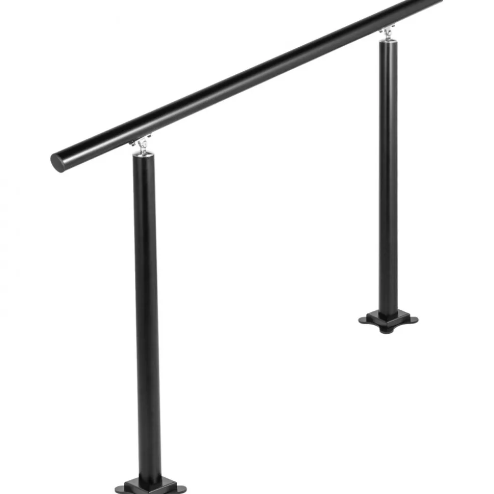 VEVOR Outdoor Stair Railing Kit, 4 FT Handrails 1-4 Steps, Adjustable Angle Black Aluminum Stair Hand Rail for The Elderly, Handrails for Outdoor Steps
