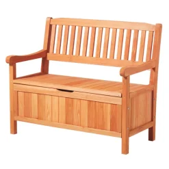 VEVOR Outdoor Storage Bench, 2-Person Wooden Storage Bench, 33 Gallons Deck Box with Side Handle, Supports up to 705 lbs, Outdoor Seating & Porch Decor, for Patio Garden Balcony Yard