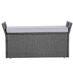 VEVOR Outdoor Storage Bench, 2-Person PE Rattan Storage Bench, 40 Gal Deck Box with Cushion & Side Handle, Supports up to 400 lbs, Weatherproof Outdoor Seating & Porch Decor for Patio Garden Balcony
