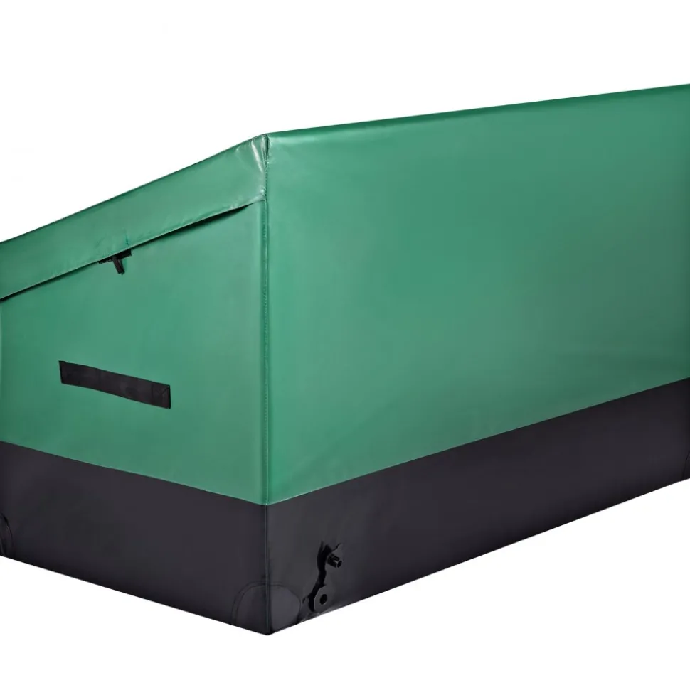 VEVOR Outdoor Storage Box, 100 Gallon Waterproof PE Tarpaulin Deck Box with Galvanized Frame, All-Weather Protection & Portable, for Camping, Garden, Poolside, and Yard, Brown & Blue