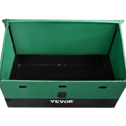 VEVOR Outdoor Storage Box, 100 Gallon Waterproof PE Tarpaulin Deck Box with Galvanized Frame, All-Weather Protection & Portable, for Camping, Garden, Poolside, and Yard, Brown & Blue