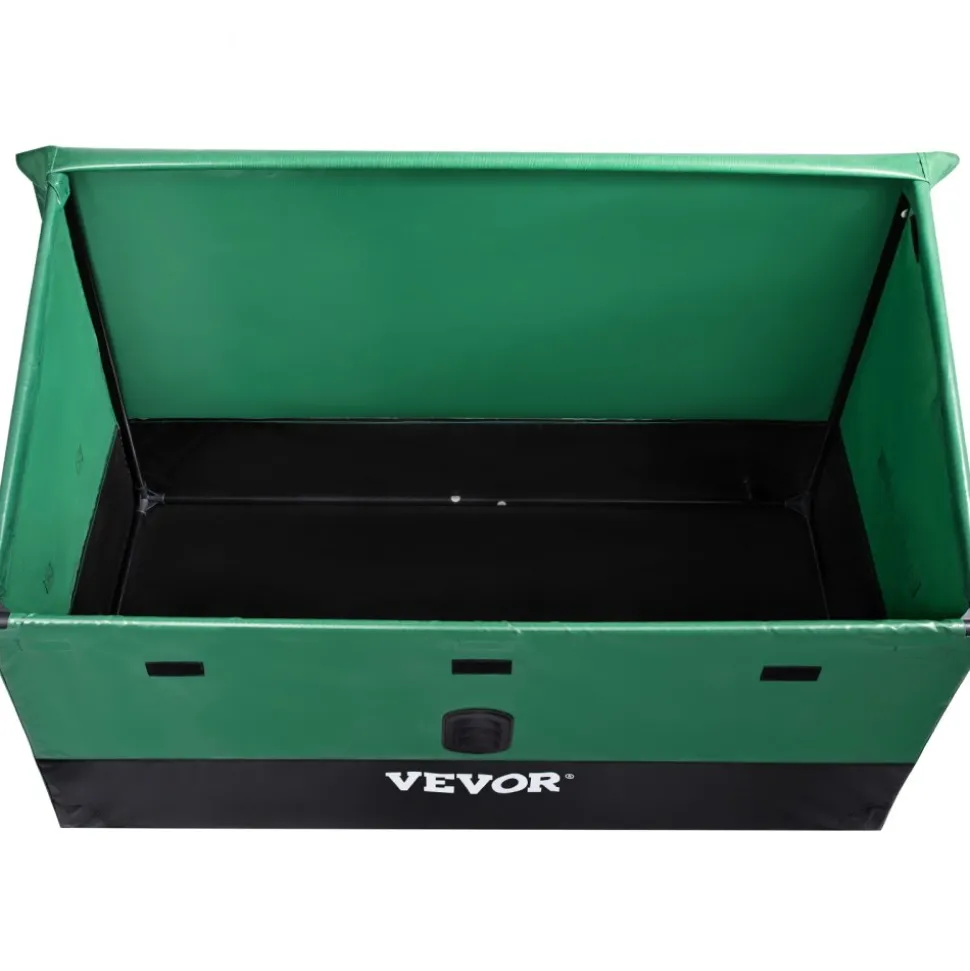 VEVOR Outdoor Storage Box, 100 Gallon Waterproof PE Tarpaulin Deck Box with Galvanized Frame, All-Weather Protection & Portable, for Camping, Garden, Poolside, and Yard, Brown & Blue