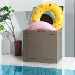 VEVOR Outdoor Storage Box, 31 Gallon Resin Deck Box, Backyard Outside Toy and Towel Storage Cabinet Waterproof, for Patio Furniture Cushions, Garden Tools, Pool Supplies & Package Delivery (Grey)