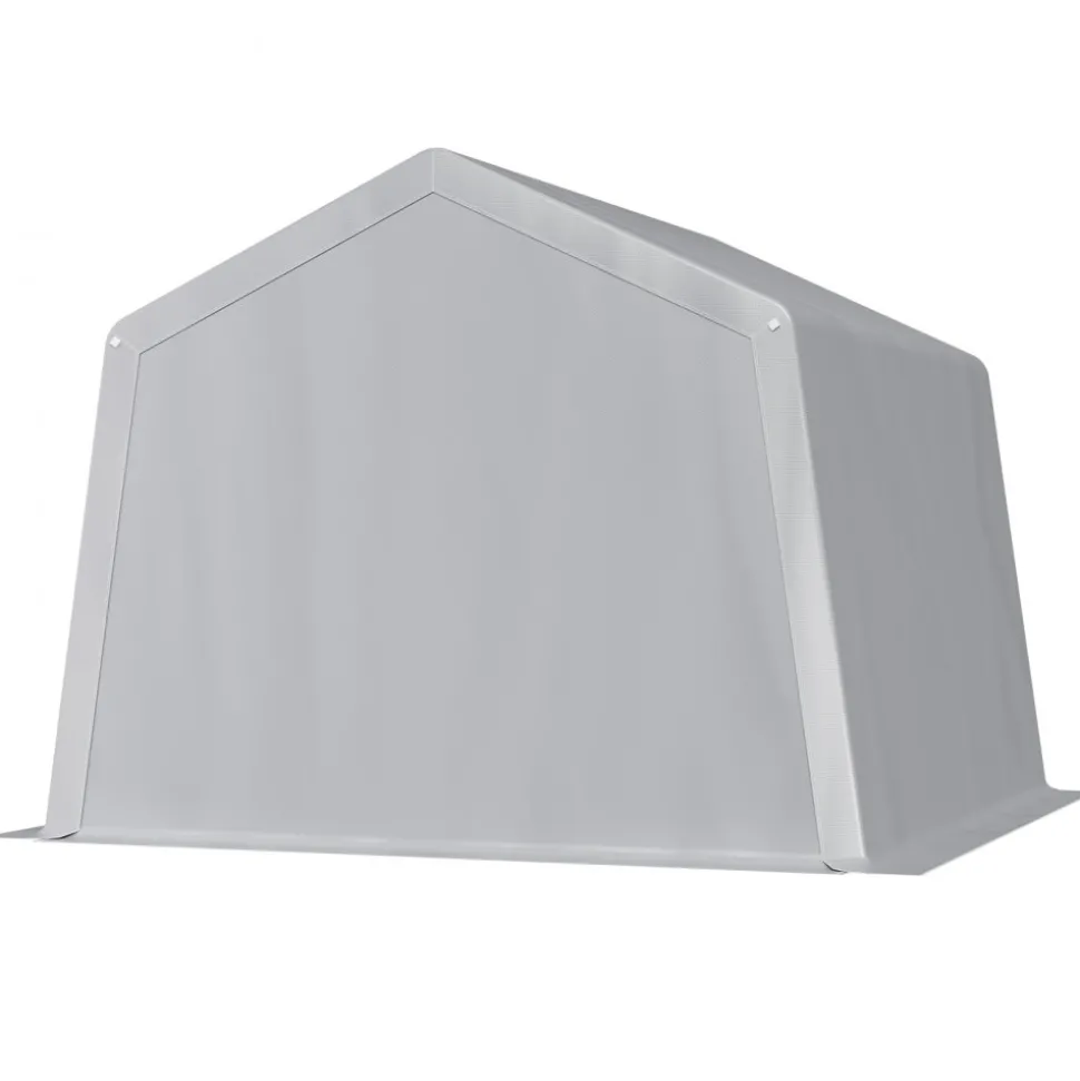 VEVOR Outdoor Storage Shed, 10 x 10 ft Portable Storage Tent with Roll-up Door, Waterproof Canopy Shed Shelter, Heavy Duty Frame, Patio Garage Carport for Motorcycle, Lawn Mower, Bike, Grey