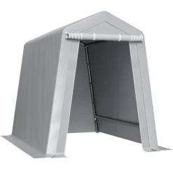 VEVOR Outdoor Storage Shed, 6 x 8 ft Portable Storage Tent with Roll-up Door & Vents, Waterproof Canopy Shed Shelter, Heavy Duty Frame, Patio Garage Carport for Motorcycle, Lawn Mower, Bike, Grey