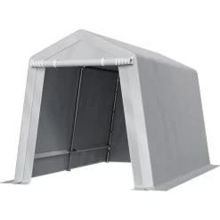 VEVOR Outdoor Storage Shed, 7 x 12 ft Portable Storage Tent with Roll-up Door, Waterproof Canopy Shed Shelter, Heavy Duty Frame, Patio Garage Carport for Motorcycle, Lawn Mower, Bike, Grey