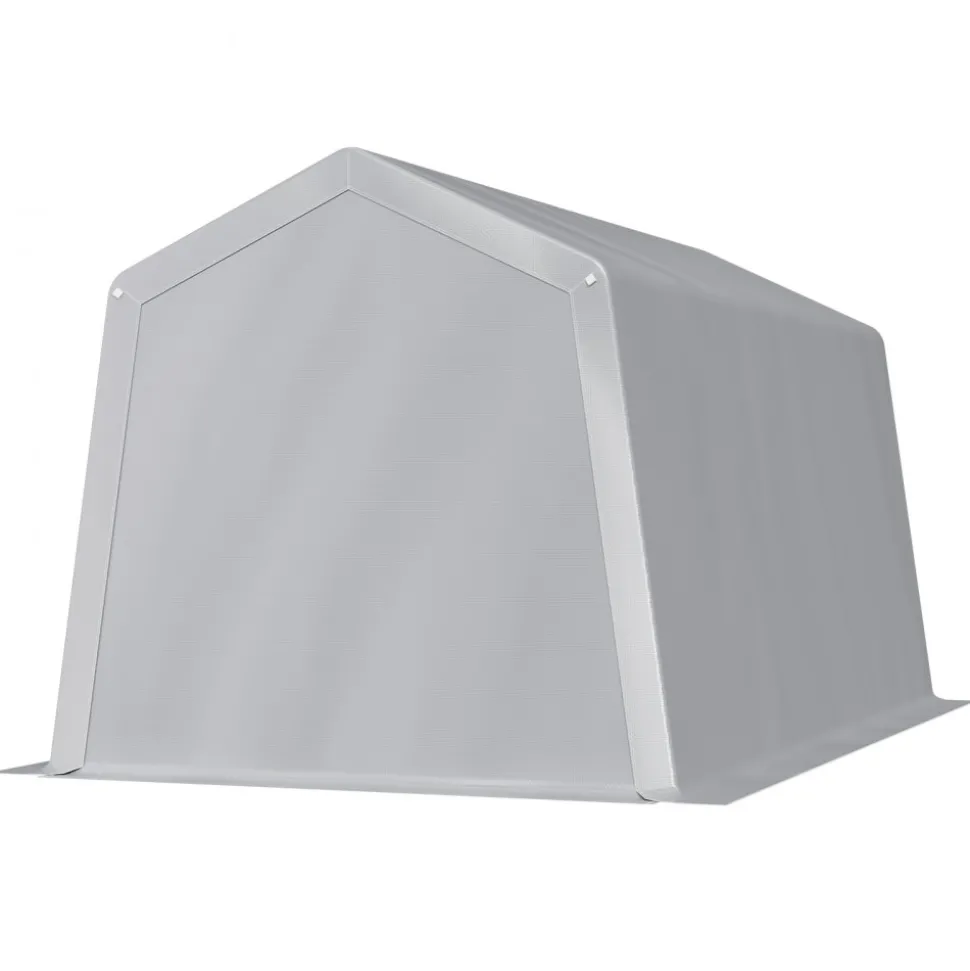 VEVOR Outdoor Storage Shed, 7 x 12 ft Portable Storage Tent with Roll-up Door, Waterproof Canopy Shed Shelter, Heavy Duty Frame, Patio Garage Carport for Motorcycle, Lawn Mower, Bike, Grey