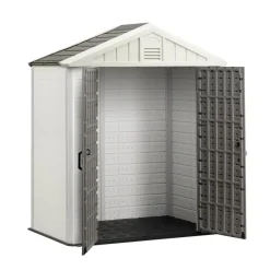 VEVOR Outdoor Storage Shed, 4x8 Ft, Heavy-Duty Resin Tool Shed, with Reinforced Floor, Skylight, Lockable Door, Weather Resistant, 152 Cu. Ft. for Garden Tools, Lawn Mower, Bike, Backyard, Patio, Grey