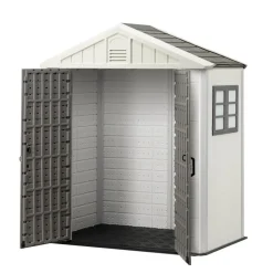 VEVOR Outdoor Storage Shed, 4x8 Ft, Heavy-Duty Resin Tool Shed, with Reinforced Floor, Skylight, Lockable Door, Weather Resistant, 152 Cu. Ft. for Garden Tools, Lawn Mower, Bike, Backyard, Patio, Grey