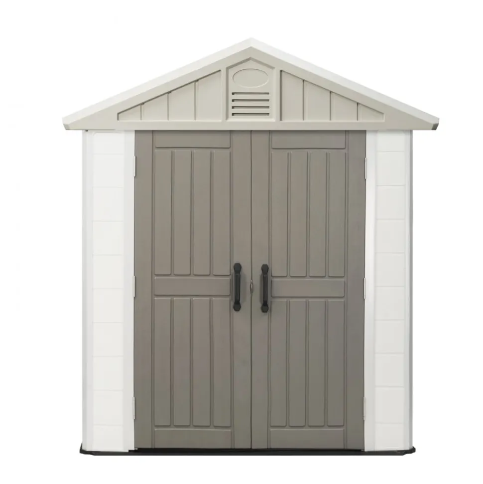VEVOR Outdoor Storage Shed, 4x8 Ft, Heavy-Duty Resin Tool Shed, with Reinforced Floor, Skylight, Lockable Door, Weather Resistant, 152 Cu. Ft. for Garden Tools, Lawn Mower, Bike, Backyard, Patio, Grey