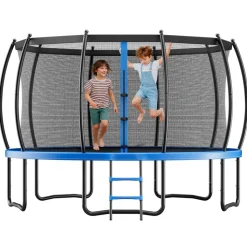 VEVOR Outdoor Trampoline, 16FT Recreational Trampoline, ASTM Approved Trampolines with Enclosure Net & Thickened Pad, Max 475 lbs Weight Capacity, Anti-Rust Backyard Trampolines for Kids & Adults