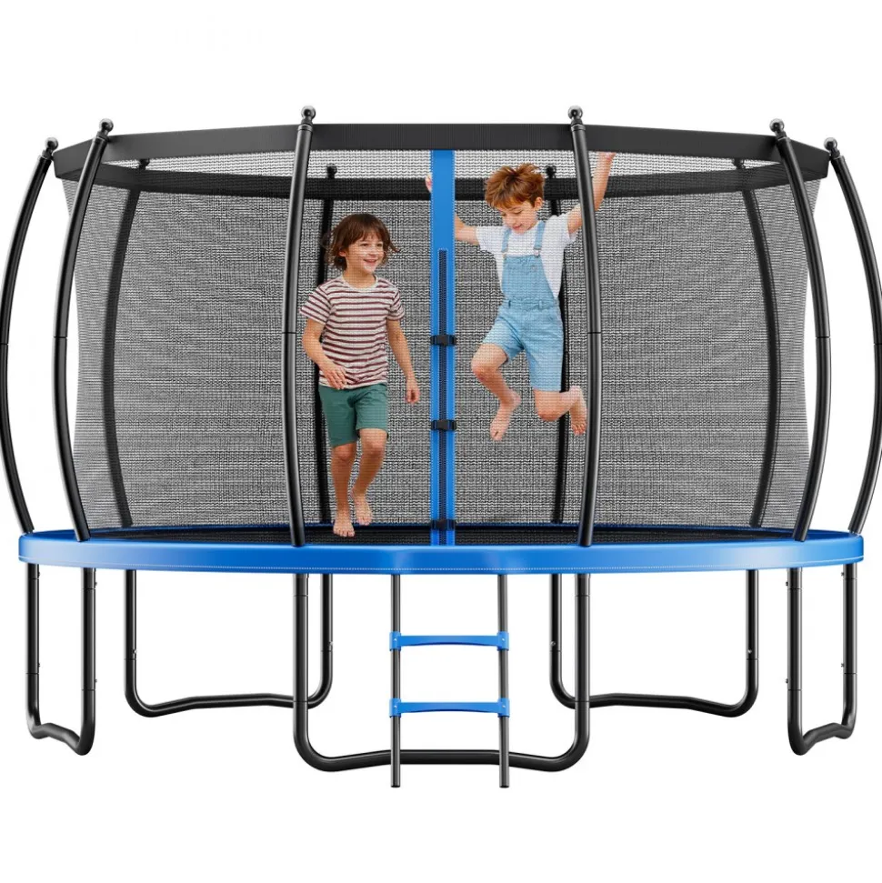 VEVOR Outdoor Trampoline, 16FT Recreational Trampoline, ASTM Approved Trampolines with Enclosure Net & Thickened Pad, Max 475 lbs Weight Capacity, Anti-Rust Backyard Trampolines for Kids & Adults