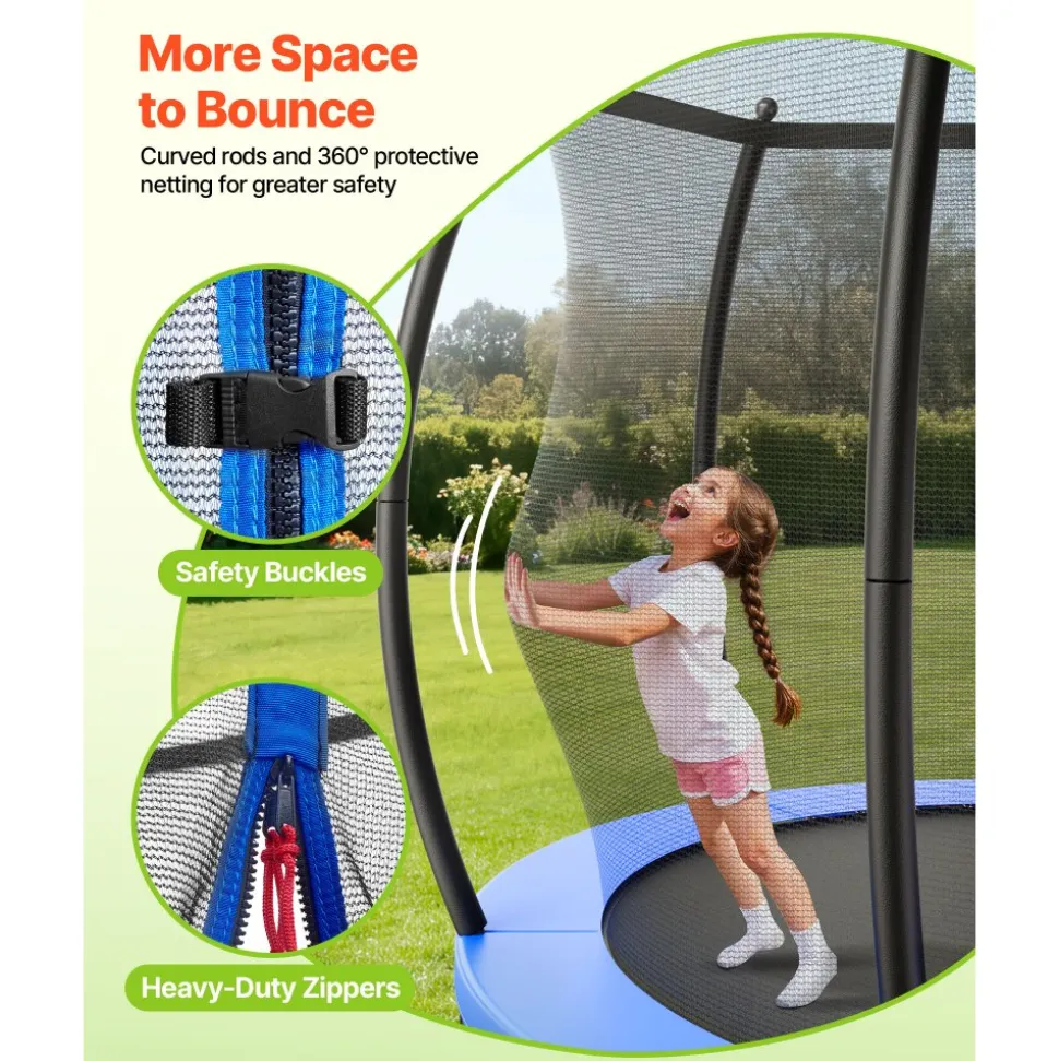 VEVOR Outdoor Trampoline, 16FT Recreational Trampoline, ASTM Approved Trampolines with Enclosure Net & Thickened Pad, Max 475 lbs Weight Capacity, Anti-Rust Backyard Trampolines for Kids & Adults