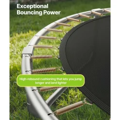 VEVOR Outdoor Trampoline, 15FT Round Recreational Trampoline with Enclosure Net, ASTM Approved, Heavy Duty Trampolines, Max 470 lbs Weight Capacity, Anti-Rust Backyard Trampolines for Kids & Adults