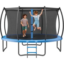 VEVOR Outdoor Trampoline, 15FT Recreational Trampoline, ASTM Approved Trampolines with Enclosure Net & Thickened Pad, Max 470 lbs Weight Capacity, Anti-Rust Backyard Trampolines for Kids & Adults