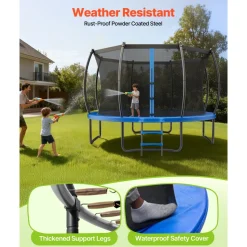 VEVOR Outdoor Trampoline, 15FT Recreational Trampoline, ASTM Approved Trampolines with Enclosure Net & Thickened Pad, Max 470 lbs Weight Capacity, Anti-Rust Backyard Trampolines for Kids & Adults