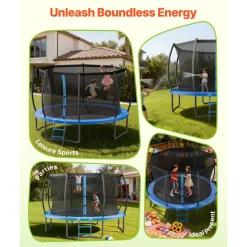 VEVOR Outdoor Trampoline, 15FT Recreational Trampoline, ASTM Approved Trampolines with Enclosure Net & Thickened Pad, Max 470 lbs Weight Capacity, Anti-Rust Backyard Trampolines for Kids & Adults