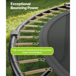 VEVOR Outdoor Trampoline, 15FT Recreational Trampoline, ASTM Approved Trampolines with Enclosure Net & Thickened Pad, Max 470 lbs Weight Capacity, Anti-Rust Backyard Trampolines for Kids & Adults