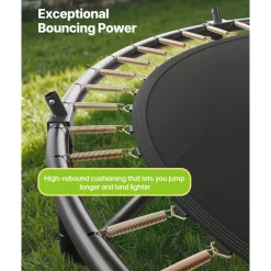 VEVOR Outdoor Trampoline, 8FT Recreational Trampoline, ASTM Approved Trampolines with Enclosure Net & Thickened Pad, Max 265 lbs Weight Capacity, Anti-Rust Backyard Trampolines for Kids & Adults