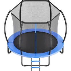 VEVOR Outdoor Trampoline, 8FT Recreational Trampoline, ASTM Approved Trampolines with Enclosure Net & Thickened Pad, Max 265 lbs Weight Capacity, Anti-Rust Backyard Trampolines for Kids & Adults