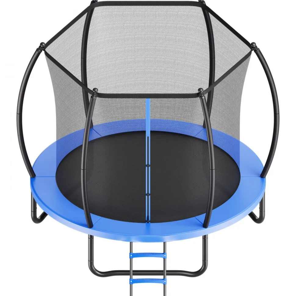 VEVOR Outdoor Trampoline, 8FT Recreational Trampoline, ASTM Approved Trampolines with Enclosure Net & Thickened Pad, Max 265 lbs Weight Capacity, Anti-Rust Backyard Trampolines for Kids & Adults