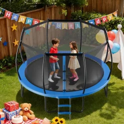 VEVOR Outdoor Trampoline, 14FT Recreational Trampoline, ASTM Approved Trampolines with Enclosure Net & Thickened Pad, Max 450 lbs Weight Capacity, Anti-Rust Backyard Trampolines for Kids & Adults