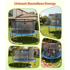 VEVOR Outdoor Trampoline, 14FT Recreational Trampoline, ASTM Approved Trampolines with Enclosure Net & Thickened Pad, Max 450 lbs Weight Capacity, Anti-Rust Backyard Trampolines for Kids & Adults