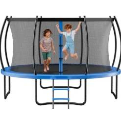 VEVOR Outdoor Trampoline, 14FT Recreational Trampoline, ASTM Approved Trampolines with Enclosure Net & Thickened Pad, Max 450 lbs Weight Capacity, Anti-Rust Backyard Trampolines for Kids & Adults