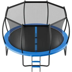 VEVOR Outdoor Trampoline, 14FT Recreational Trampoline, ASTM Approved Trampolines with Enclosure Net & Thickened Pad, Max 450 lbs Weight Capacity, Anti-Rust Backyard Trampolines for Kids & Adults
