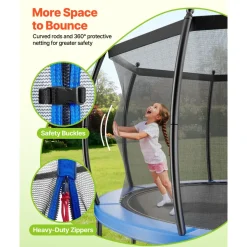 VEVOR Outdoor Trampoline, 14FT Recreational Trampoline, ASTM Approved Trampolines with Enclosure Net & Thickened Pad, Max 450 lbs Weight Capacity, Anti-Rust Backyard Trampolines for Kids & Adults