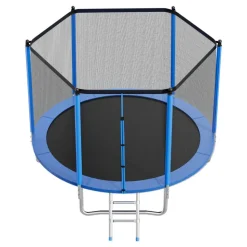 VEVOR Outdoor Trampoline, 8FT Round Recreational Trampoline with Enclosure Net, ASTM Approved, Heavy Duty Trampolines, Max 265 lbs Weight Capacity, Anti-Rust Backyard Trampolines for Kids & Adults