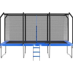 VEVOR Outdoor Trampoline, 8 x 14FT Rectangle Trampoline, ASTM Approved  Recreational Trampolines with Enclosure Net, Max 265 lbs Weight Capacity, Anti-Rust Rectangular Trampolines for Kids & Adults