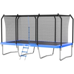 VEVOR Outdoor Trampoline, 8 x 14FT Rectangle Trampoline, ASTM Approved  Recreational Trampolines with Enclosure Net, Max 265 lbs Weight Capacity, Anti-Rust Rectangular Trampolines for Kids & Adults