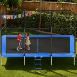 VEVOR Outdoor Trampoline, 8 x 14FT Rectangle Trampoline, ASTM Approved  Recreational Trampolines with Enclosure Net, Max 265 lbs Weight Capacity, Anti-Rust Rectangular Trampolines for Kids & Adults