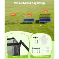 VEVOR Outdoor Trampoline, 8 x 14FT Rectangle Trampoline, ASTM Approved  Recreational Trampolines with Enclosure Net, Max 265 lbs Weight Capacity, Anti-Rust Rectangular Trampolines for Kids & Adults