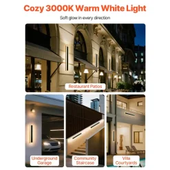 VEVOR Outdoor Wall Light, 23.6 Inch, Long Strip Modern Exterior Wall Sconce Light Fixtures, 3000K Warm White, IP65 Waterproof, Anti-Rust Outside Patio Wall Mount Lighting, for House, Porch, Garage