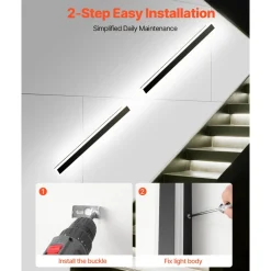 VEVOR Outdoor Wall Lights, 2 Pack, 39.4 Inch Long Strip Modern Exterior Wall Sconce Light Fixtures, 2700K-6000K, IP65 Waterproof Anti-Rust, Dimmable Outside Wall Mount Lighting, for House Porch Garage