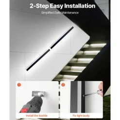 VEVOR Outdoor Wall Lights, 2 Pack, 39.4 Inch Long RGB Modern Exterior Wall Sconce Light Fixtures, 2700K-6000K, IP65 Waterproof Anti-Rust, Dimmable Outside Wall Mount Lighting, for House Porch Garage
