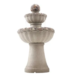 VEVOR Outdoor Water Fountain, 31.5 in Height Fountain and Waterfall, 5-Tier Floor Standing Bowl-Shaped Cascading Fountains with LED Light and Pump, for Outdoor Indoor Garden, Home, Patio & Backyard