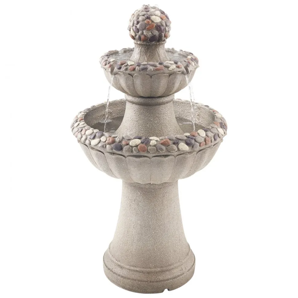 VEVOR Outdoor Water Fountain, 31.5 in Height Fountain and Waterfall, 5-Tier Floor Standing Bowl-Shaped Cascading Fountains with LED Light and Pump, for Outdoor Indoor Garden, Home, Patio & Backyard