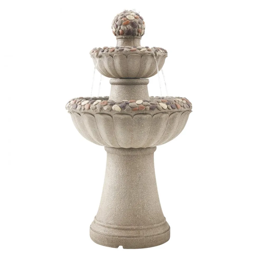 VEVOR Outdoor Water Fountain, 31.5 in Height Fountain and Waterfall, 5-Tier Floor Standing Bowl-Shaped Cascading Fountains with LED Light and Pump, for Outdoor Indoor Garden, Home, Patio & Backyard