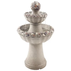 VEVOR Outdoor Water Fountain, 31.5 in Height Fountain and Waterfall, 5-Tier Floor Standing Bowl-Shaped Cascading Fountains with LED Light and Pump, for Outdoor Indoor Garden, Home, Patio & Backyard