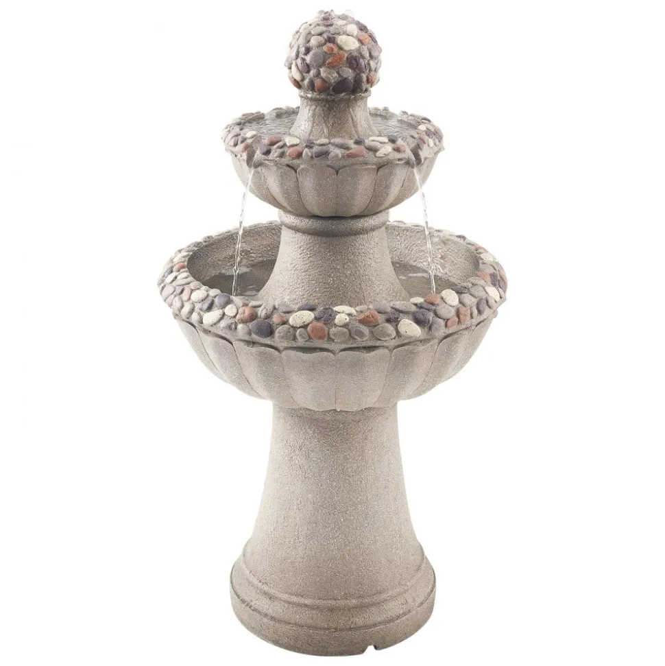 VEVOR Outdoor Water Fountain, 31.5 in Height Fountain and Waterfall, 5-Tier Floor Standing Bowl-Shaped Cascading Fountains with LED Light and Pump, for Outdoor Indoor Garden, Home, Patio & Backyard